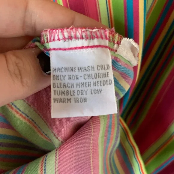 Foxcroft Striped Long Sleeve Button Down Shirt Size 14 - Picture 10 of 10